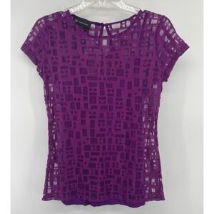 INC International Concepts Womens Purple 2-Piece Top Sheer Overlay  Boho Sm NWT